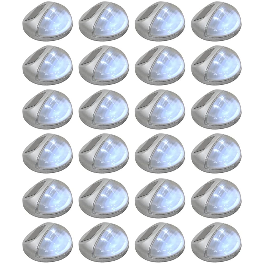 Soldrivna vägglampor 24 st LED runda silver vidaXL