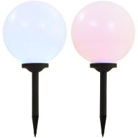 Sollampa LED set 2 st sfäriska RGB vidaXL