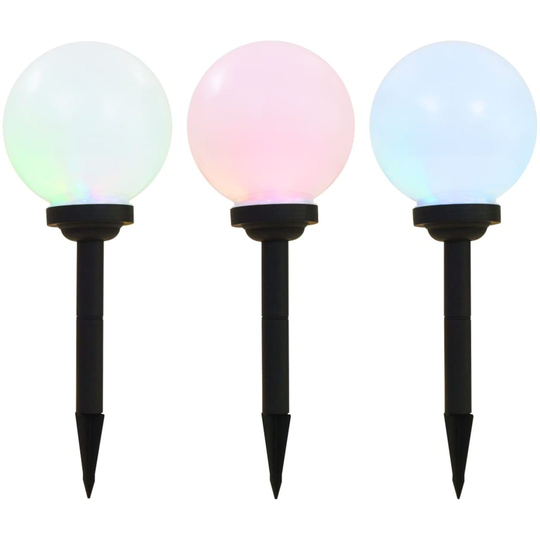Sollampa LED set 3 st sfäriska 20 cm RGB vidaXL 20 cm