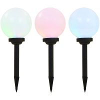 Sollampa LED set 3 st sfäriska 20 cm RGB vidaXL