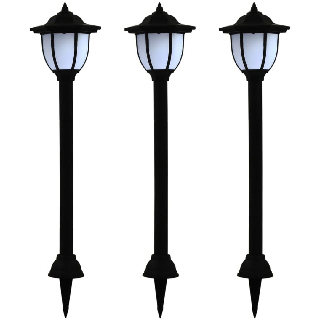 Sollampa LED set 3 st svart vidaXL