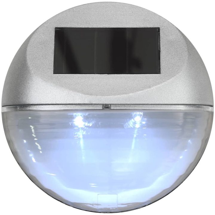 Sollampa vägg LED set 12 st rund silver vidaXL – bild 6