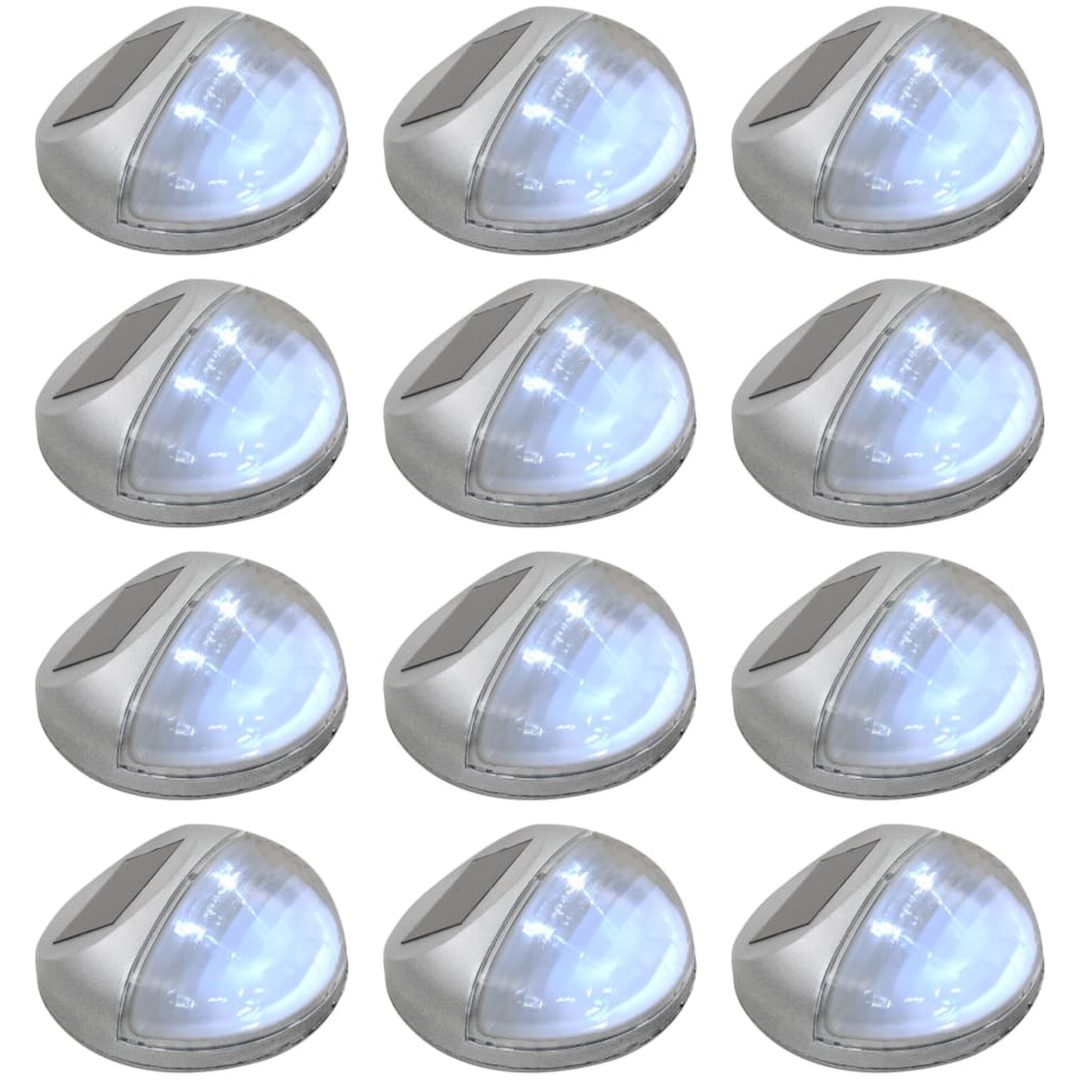 Sollampa vägg LED set 12 st rund silver vidaXL