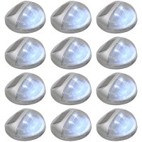 Sollampa vägg LED set 12 st rund silver vidaXL