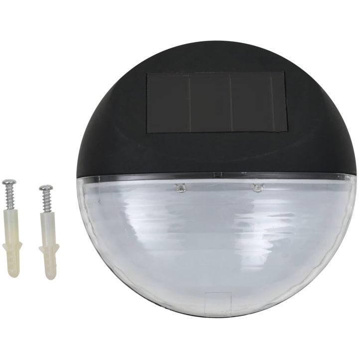 Sollampa vägg LED set 12 st rund svart vidaXL – bild 2
