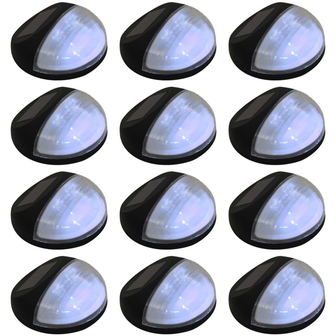 Sollampa vägg LED set 12 st rund svart vidaXL