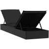 Solsäng 1 st med dyna svart 201x55x62 cm konstrotting vidaXL – miniatyr 8
