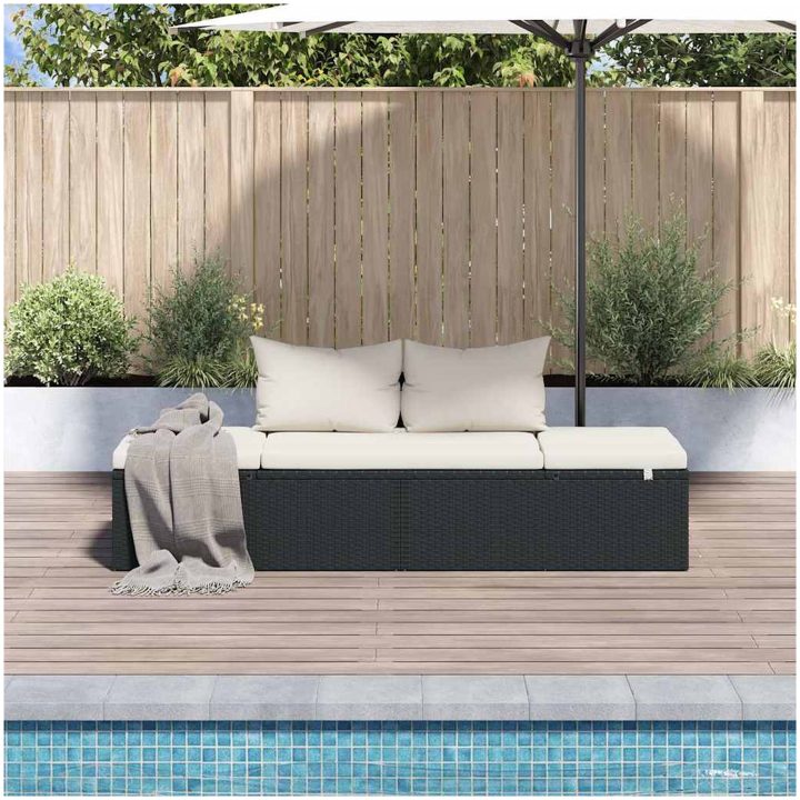 Solsäng 195x60 cm konstrotting svart vidaXL – bild 3