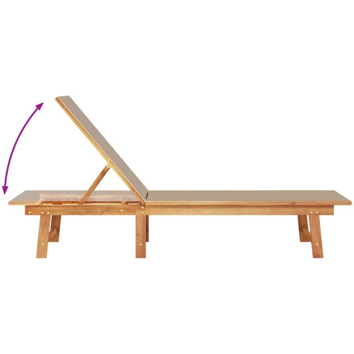 Solsäng 2 st med bord taupe massivt akaciaträ och textilene vidaXL – bild 5