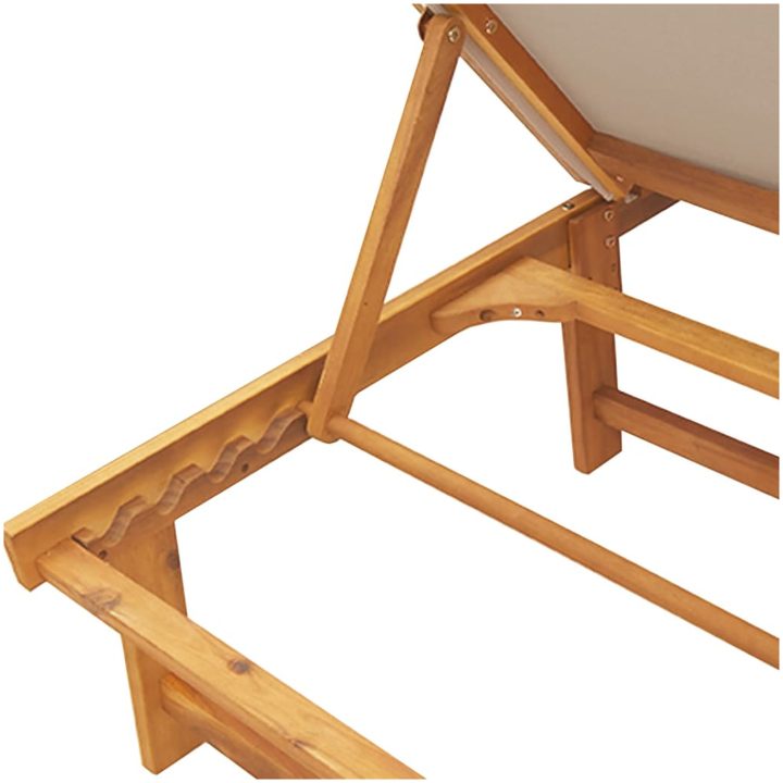 Solsäng 2 st med bord taupe massivt akaciaträ och textilene vidaXL – bild 6