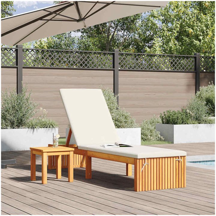 Solsäng 200x55x30 cm Massivt Akaciaträ vidaXL 200 x 55 x 94 cm – bild 3