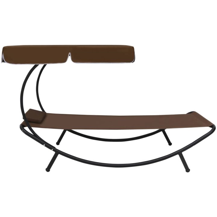 Solsäng dubbel med tak & kudde brun vidaXL 200 x 90 x 112 cm – bild 2