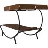 Solsäng dubbel med tak & kudde brun vidaXL 200 x 90 x 112 cm – miniatyr 3