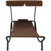 Solsäng dubbel med tak & kudde brun vidaXL 200 x 90 x 112 cm – miniatyr 4
