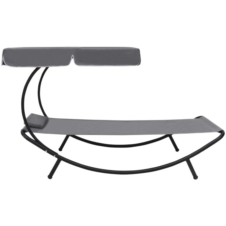 Solsäng dubbel med tak & kudde grå vidaXL 200 x 90 x 112 cm – bild 2