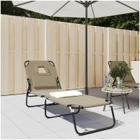 Solsäng fällbar taupe oxfordtyg & pulverlackerat stål vidaXL