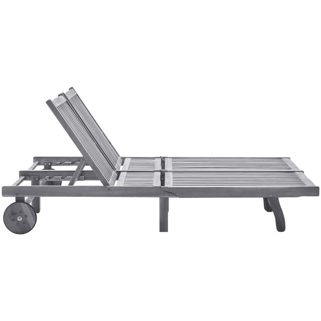 Solsäng för 2 med dyna grå massivt akaciaträ vidaXL 200 x 123 x 85 cm – bild 2