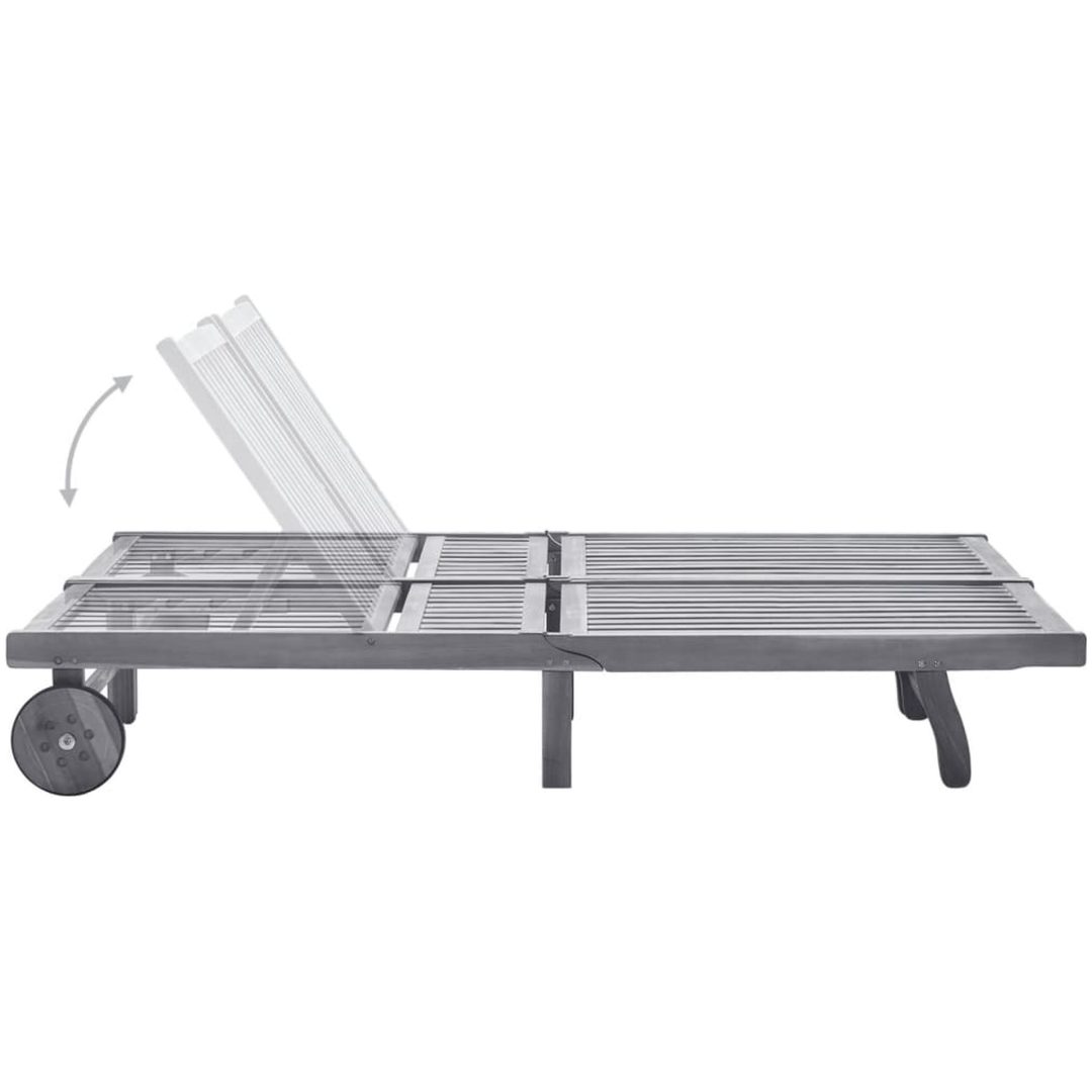Solsäng för 2 med dyna grå massivt akaciaträ vidaXL 200 x 123 x 85 cm – bild 3