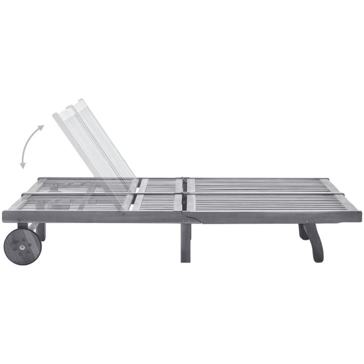Solsäng för 2 med dyna grå massivt akaciaträ vidaXL 200 x 123 x 85 cm – bild 3