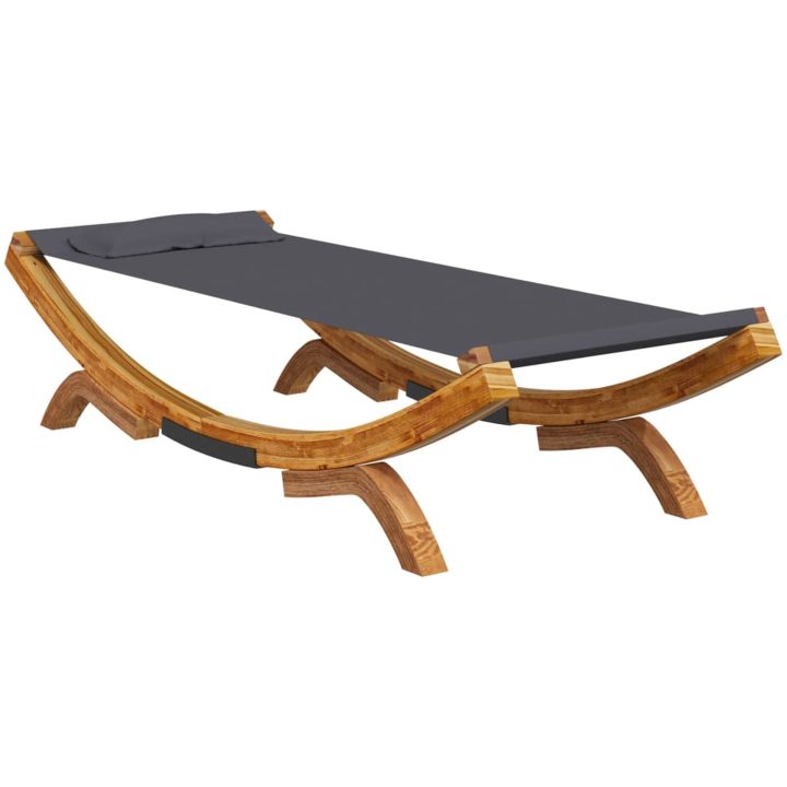 Solsäng massivt böjträ antracit vidaXL 100 x 188.5 x 44 cm – bild 2