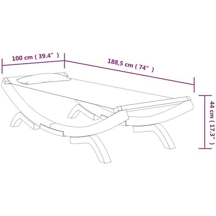 Solsäng massivt böjträ antracit vidaXL 100 x 188.5 x 44 cm – bild 6