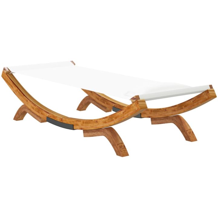 Solsäng massivt böjträ gräddvit vidaXL 100 x 188.5 x 44 cm – bild 5