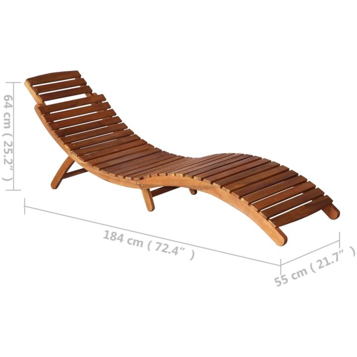 Solsäng med bord massivt akaciaträ brun vidaXL – bild 11
