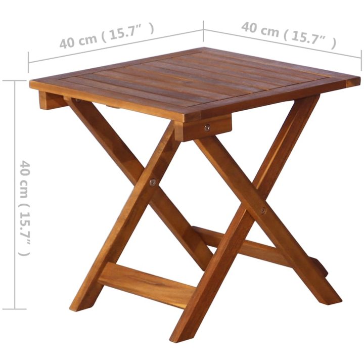 Solsäng med bord massivt akaciaträ brun vidaXL – bild 12