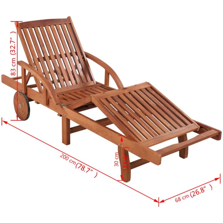 Solsäng med bord massivt akaciaträ vidaXL – bild 10