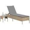 Solsäng med bord och dyna beige konstrotting vidaXL – miniatyr 3