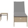 Solsäng med bord och dyna beige konstrotting vidaXL – miniatyr 4