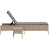 Solsäng med bord och dyna beige konstrotting vidaXL – miniatyr 5