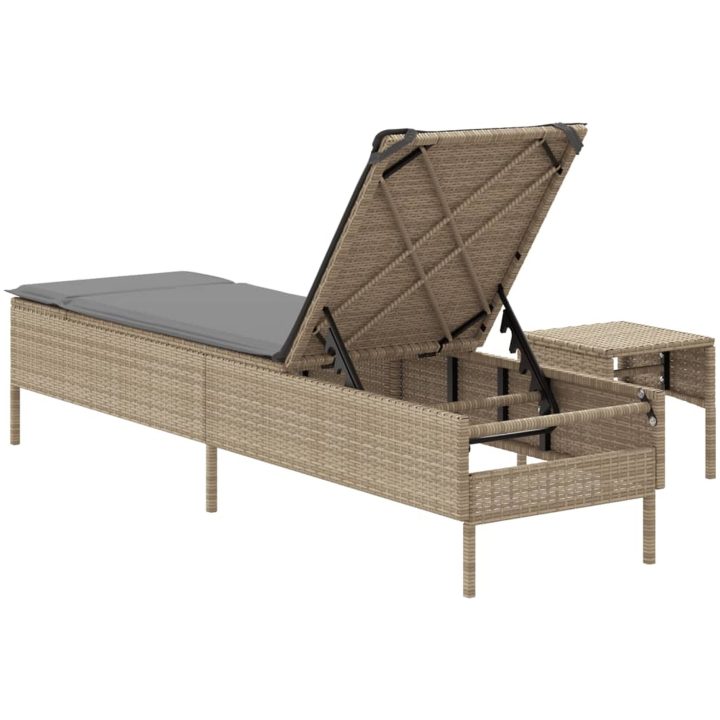 Solsäng med bord och dyna beige konstrotting vidaXL – bild 6