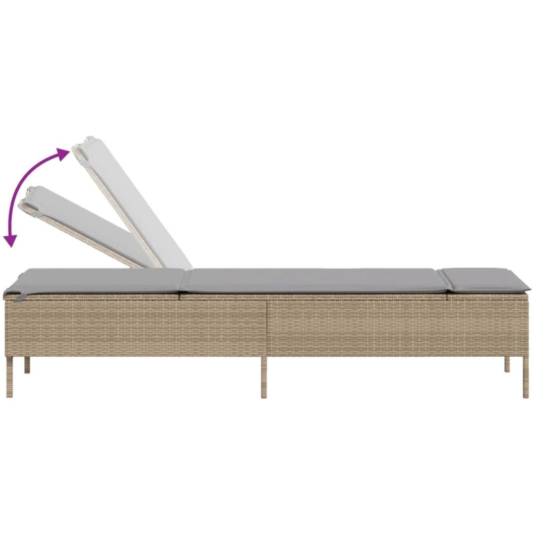 Solsäng med bord och dyna beige konstrotting vidaXL – bild 7