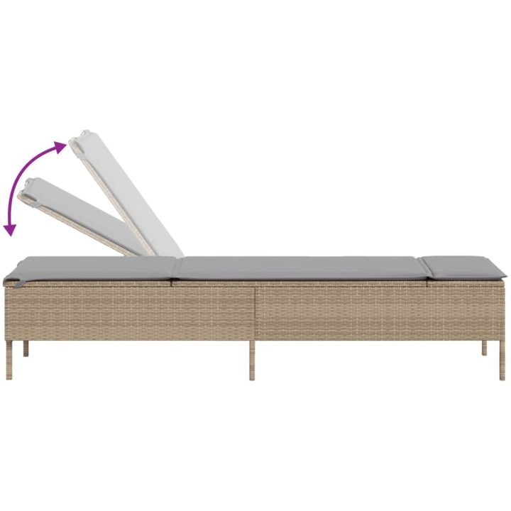 Solsäng med bord och dyna beige konstrotting vidaXL – bild 7