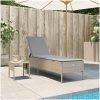 Solsäng med bord och dyna beige konstrotting vidaXL – miniatyr 1