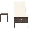 Solsäng med bord och dyna brun konstrotting vidaXL – miniatyr 4