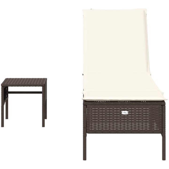 Solsäng med bord och dyna brun konstrotting vidaXL – bild 4