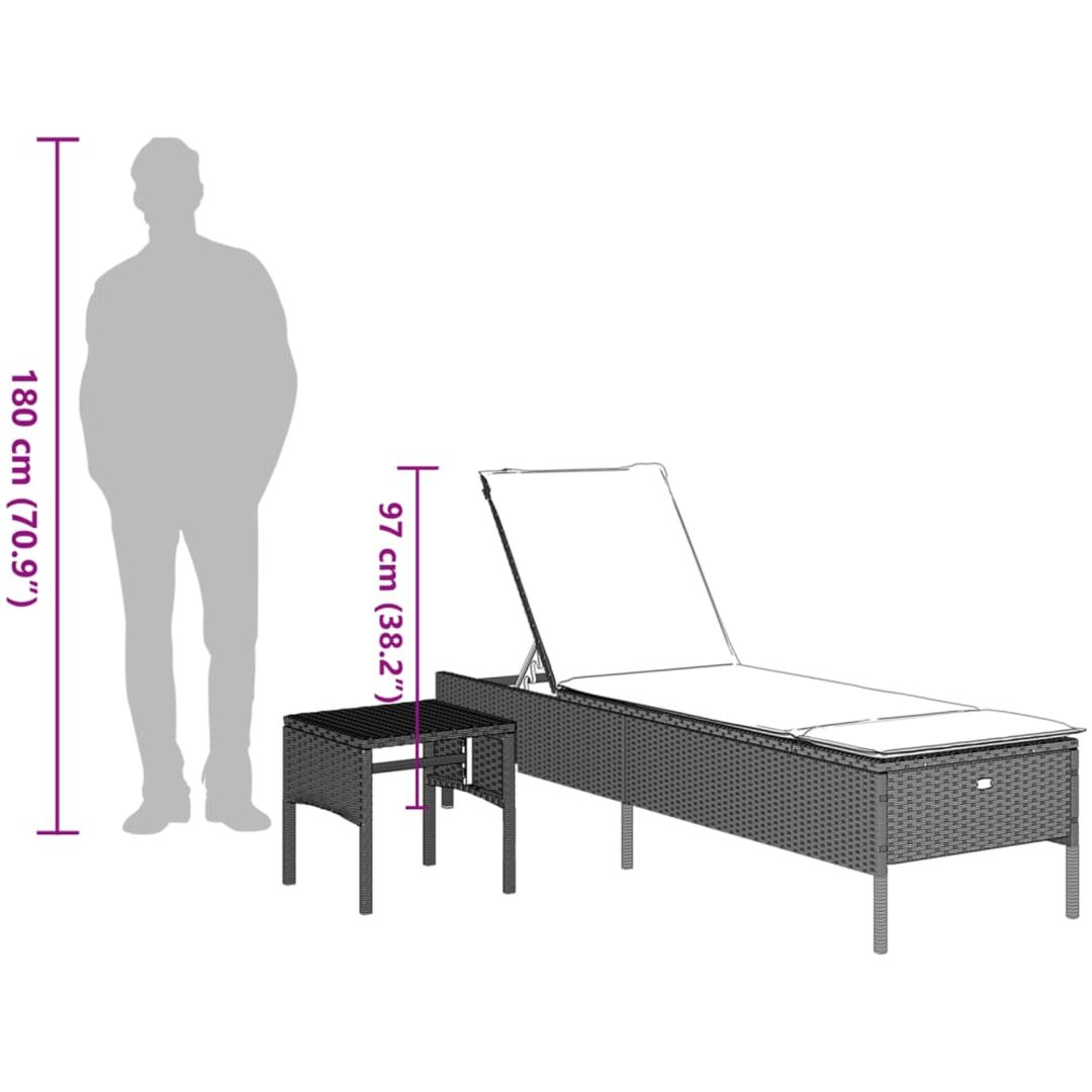 Solsäng med bord och dyna ljusgrå konstrotting vidaXL – bild 12