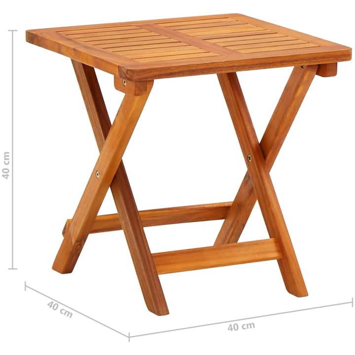Solsäng med bord och dyna massivt akaciaträ vidaXL – bild 10