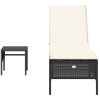 Solsäng med bord och dyna svart konstrotting vidaXL – miniatyr 4