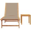 Solsäng med bord taupe massivt akaciaträ och textilene vidaXL – miniatyr 3