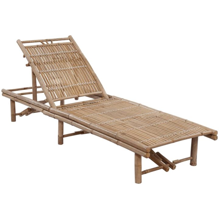 Solsäng med dyna bambu vidaXL – bild 2