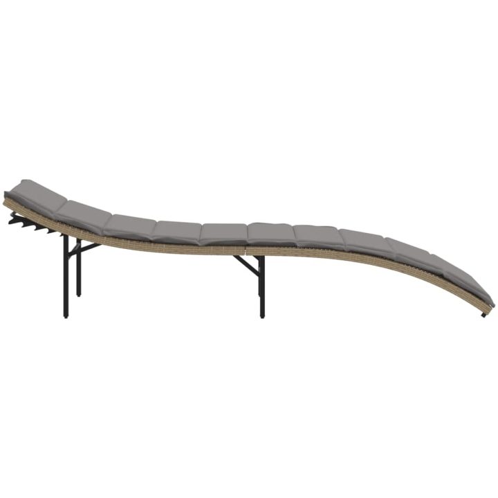 Solsäng med dyna beige 55x199x50 cm konstrotting vidaXL – bild 5