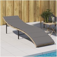 Solsäng med dyna beige 55x199x50 cm konstrotting vidaXL
