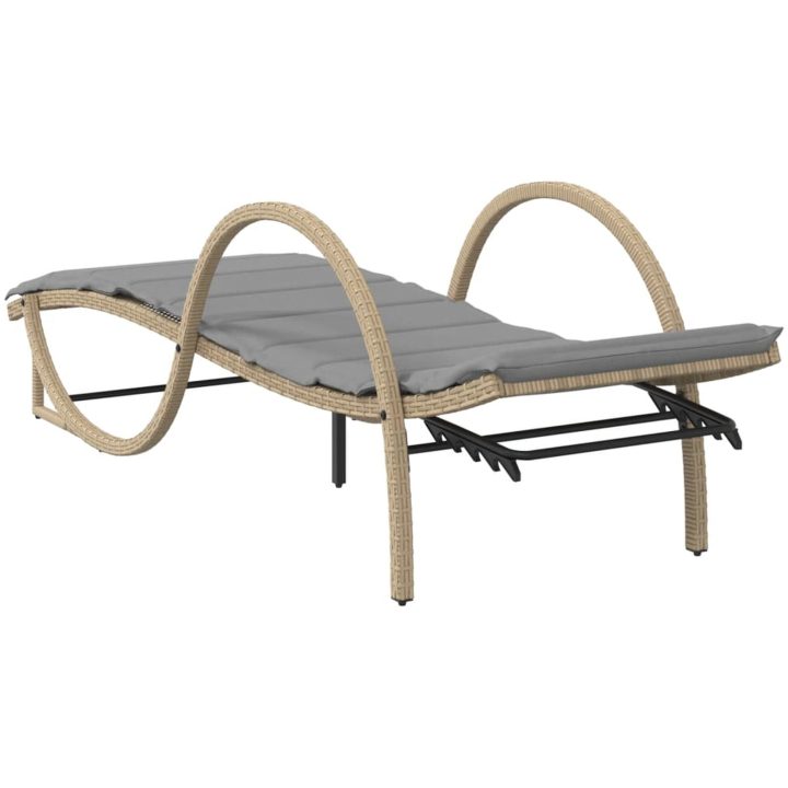 Solsäng med dyna beige 60x199x42 cm konstrotting vidaXL – bild 6