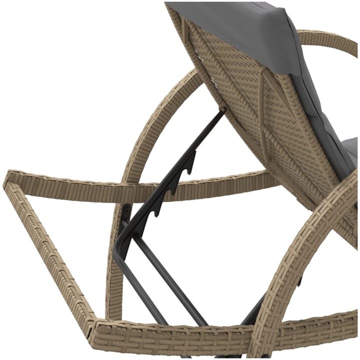 Solsäng med dyna beige 60x199x42 cm konstrotting vidaXL – bild 8