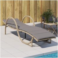 Solsäng med dyna beige 60x199x42 cm konstrotting vidaXL