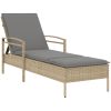 Solsäng med dyna beige 63x200x81 cm konstrotting vidaXL – miniatyr 2