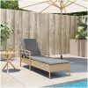Solsäng med dyna beige 63x200x81 cm konstrotting vidaXL – miniatyr 3